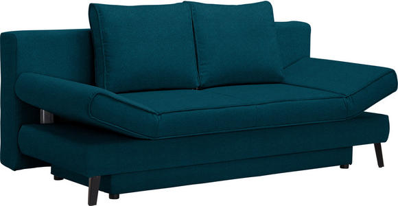 SCHLAFSOFA Petrol  - Petrol/Schwarz, Design, Textil/Metall (200/85/90cm) - Novel