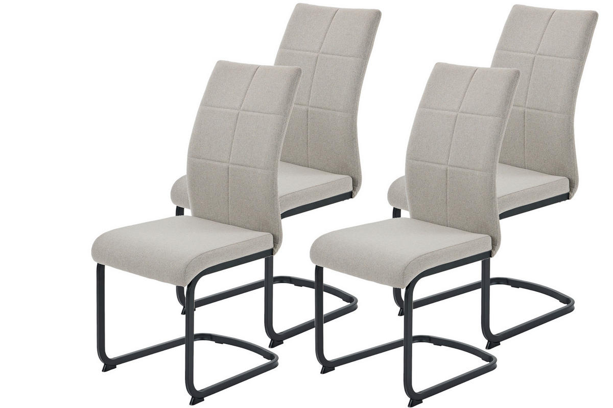 SCHWINGSTUHL-SET 4 Stück  in Stahl Webstoff  - Schlammfarben/Schwarz, MODERN, Textil/Metall (43/98/60cm) - MID.YOU