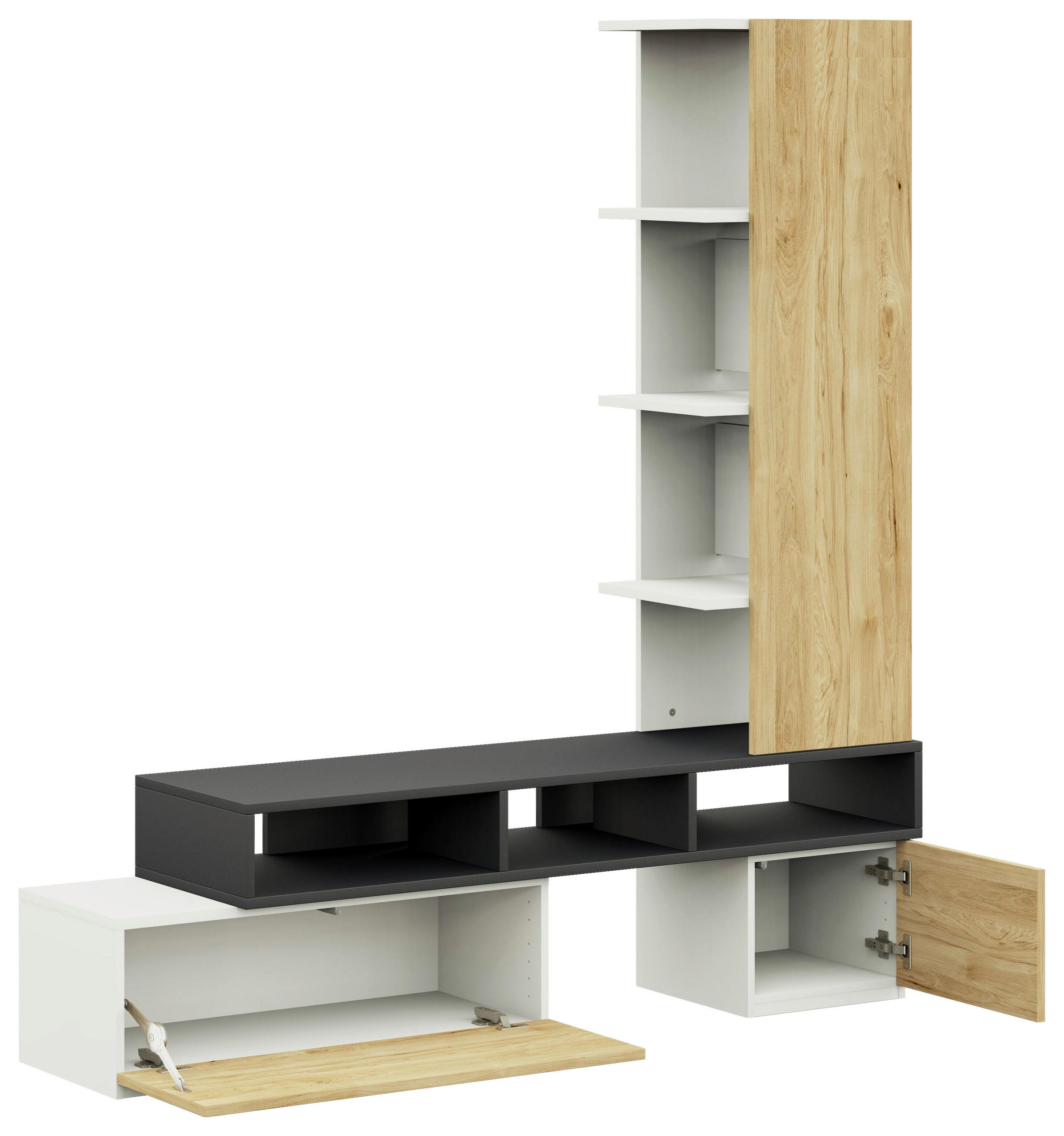 TV-ELEMENT - Graphitfarben/Weiß, KONVENTIONELL, Holzwerkstoff (150-195/178,8/36cm) - Cantus