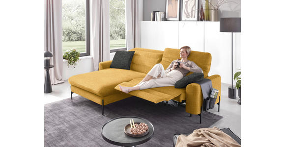 ECKSOFA in Flachgewebe Currygelb 191/252 cm - Currygelb/Schwarz, Design, Textil/Metall (191/252cm) - Dieter Knoll