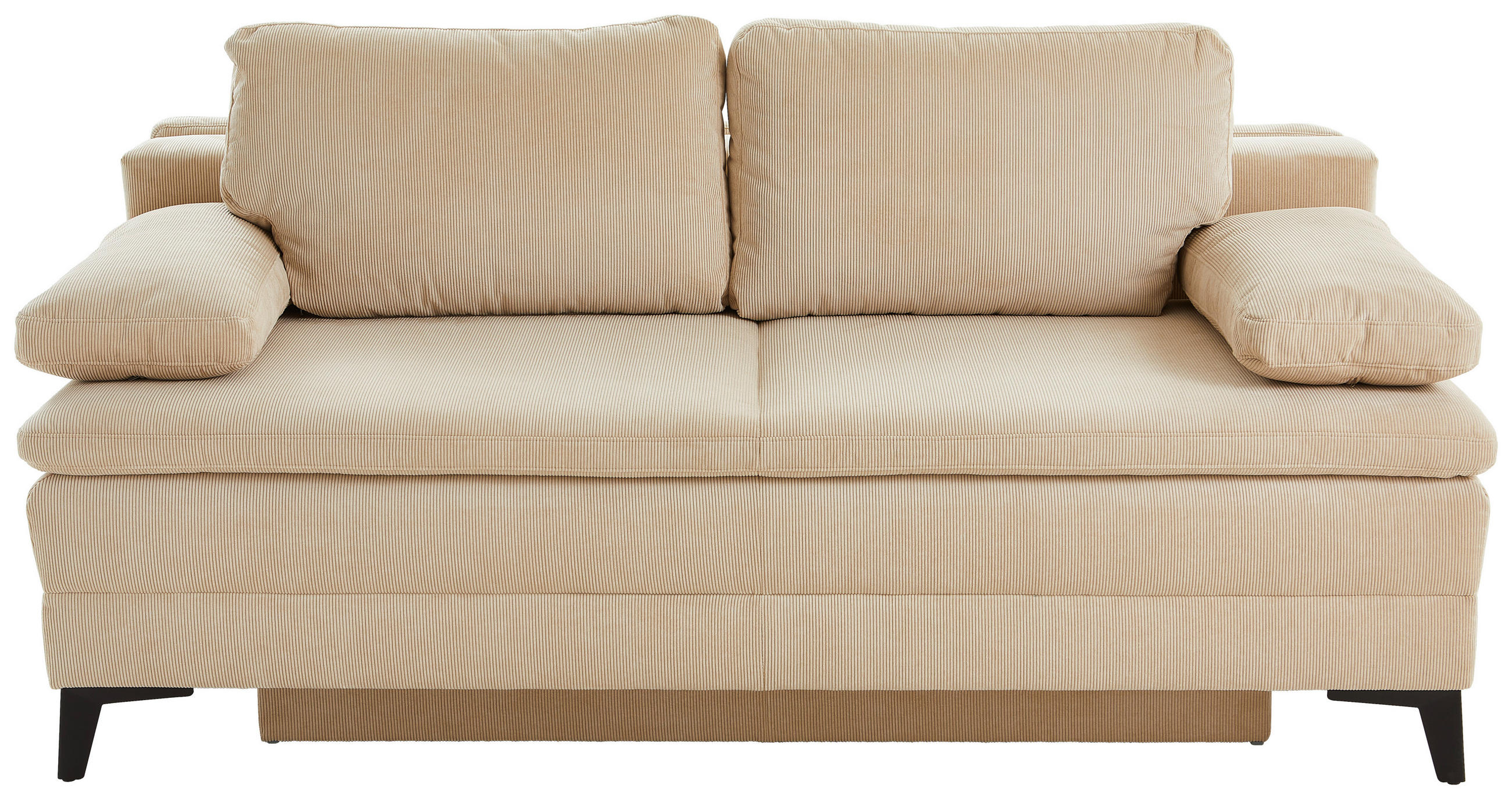 BOXSPRINGSOFA  mit Stoffauswahl Cord Beige  - Beige/Schwarz, Design, Textil/Metall (200/100/108cm) - Novel