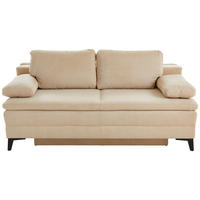 BOXSPRINGSOFA Charlize in Cord Beige  - Beige/Schwarz, Design, Textil/Metall (200/100/108cm) - Novel