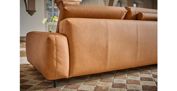 ECKSOFA  in Echtleder Hellbraun  225/355 cm  - Hellbraun/Anthrazit, Design, Leder/Metall (225/355cm) - Johann Jakob