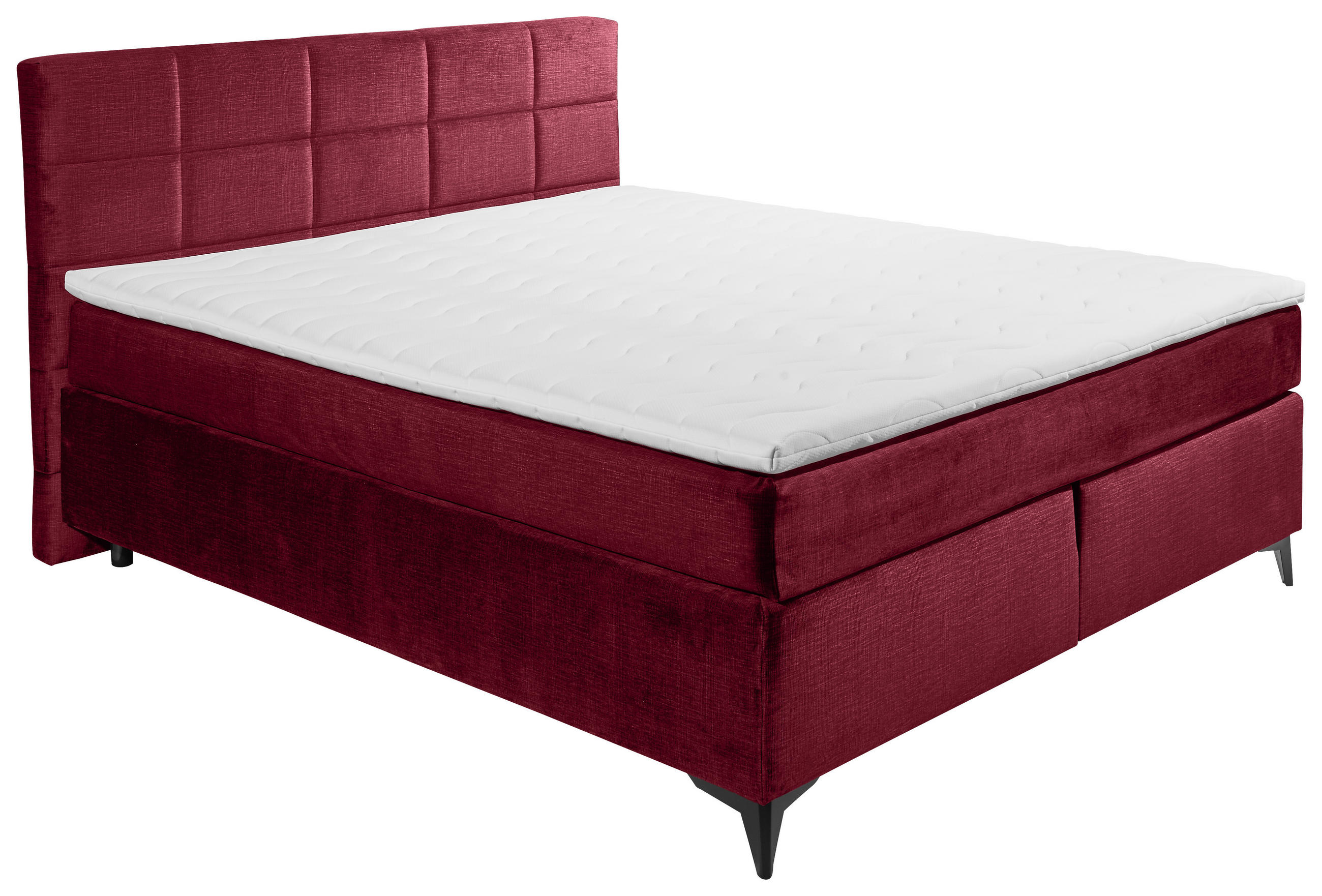 BOXSPRINGBETT 180/200 cm  in Bordeaux  - Bordeaux/Schwarz, Design, Holzwerkstoff/Kunststoff (180/200cm) - Xora