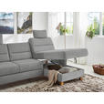 ECKSOFA inkl. Funktion Hellgrau Flachgewebe  - Eichefarben/Hellgrau, KONVENTIONELL, Holz/Textil (252/162cm) - Cantus