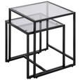 BEISTELLTISCHSET quadratisch Grau, Schwarz  - Schwarz/Grau, Design, Glas/Metall (40-45/40-45/40-50cm) - Carryhome
