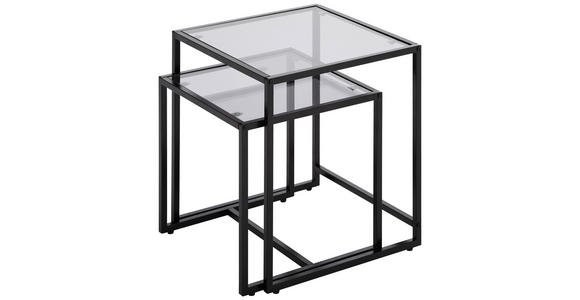 BEISTELLTISCHSET quadratisch Grau, Schwarz  - Schwarz/Grau, Design, Glas/Metall (40-45/40-45/40-50cm) - Carryhome