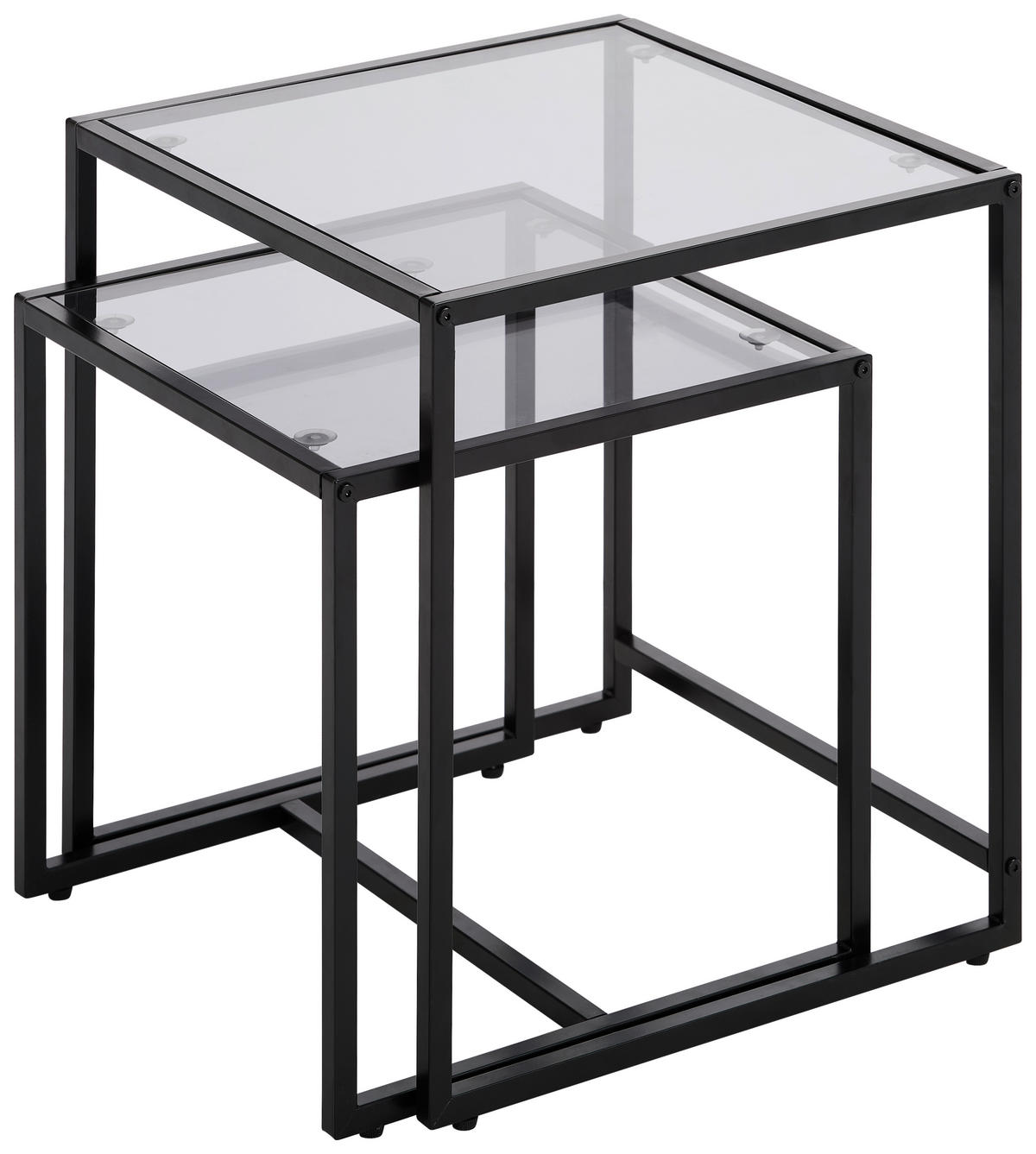 BEISTELLTISCHSET quadratisch Grau, Schwarz  - Schwarz/Grau, Design, Glas/Metall (40-45/40-45/40-50cm) - Carryhome