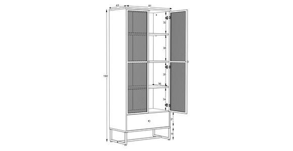 VITRINE in Weiß - Weiß, MODERN, Holzwerkstoff/Metall (80/191/41cm) - Novel