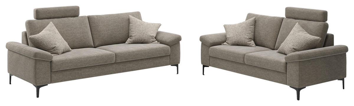 3-SITZER-SOFA Flachgewebe Taupe  - Taupe/Schwarz, Design, Holzwerkstoff/Textil (226/89/97cm) - Pure Home Lifestyle