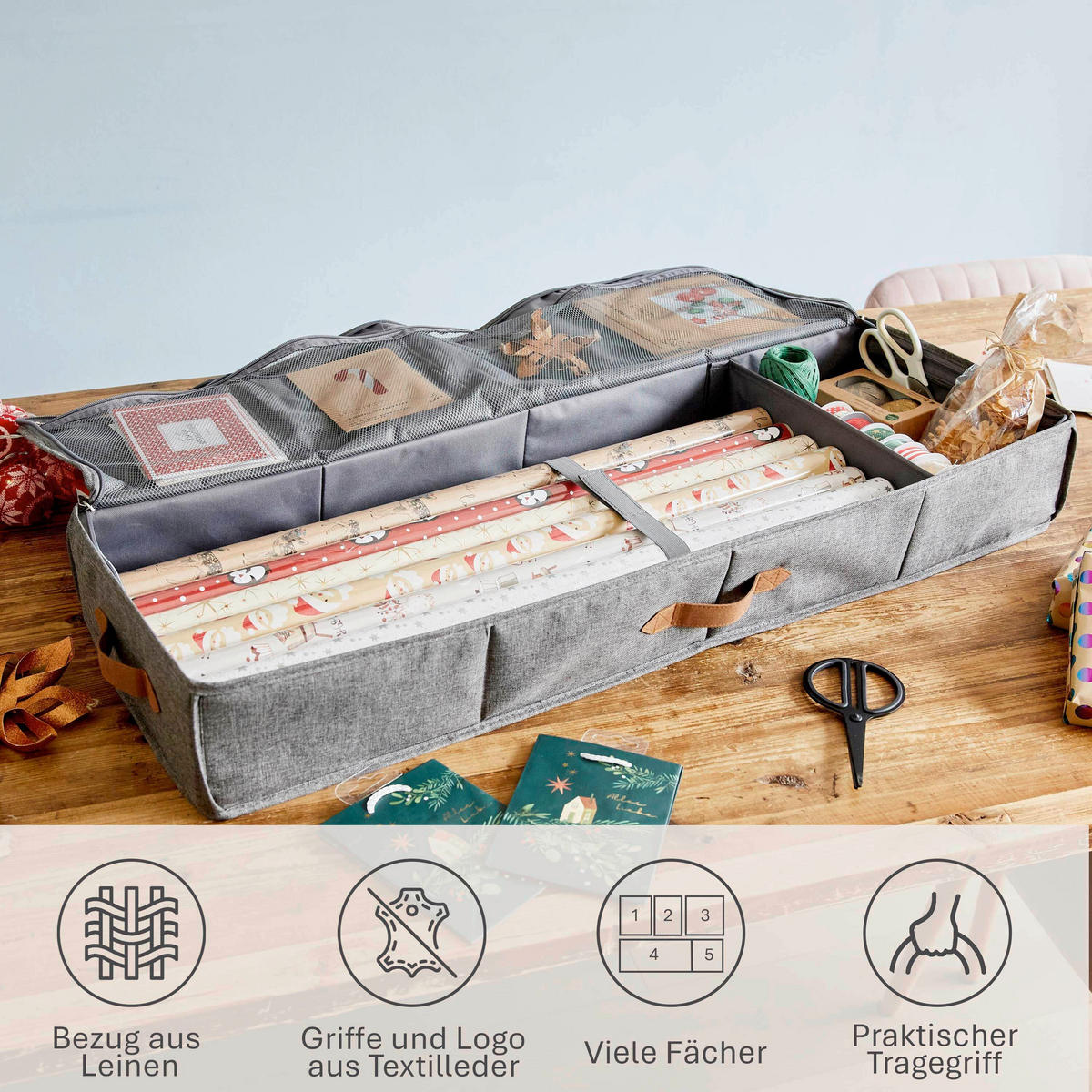 AUFBEWAHRUNGSBOX Premium  - Grau, Basics, Textil (90/30/12cm) - Store It