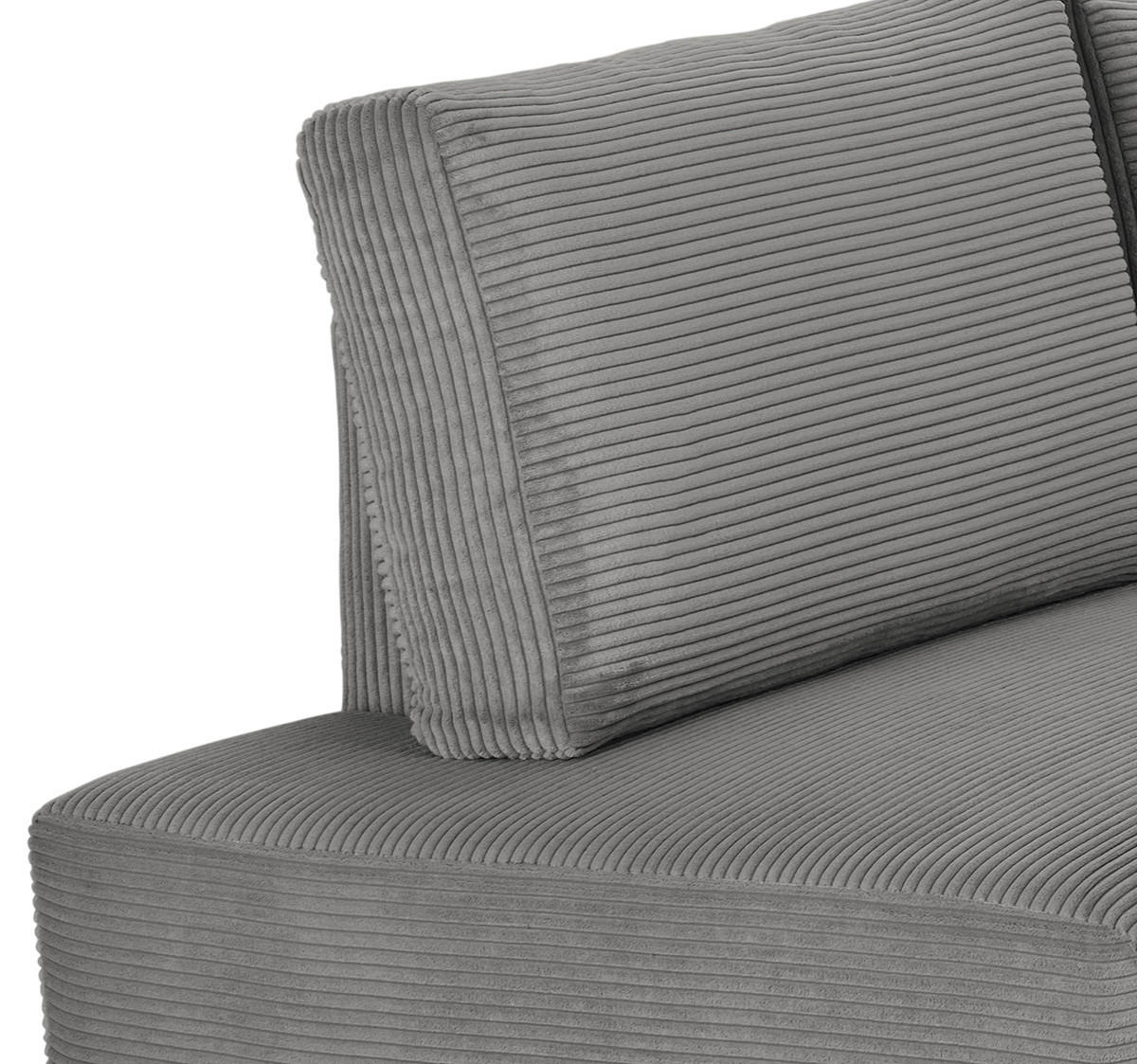 ECKSOFA Grau Cord  - Schwarz/Grau, MODERN, Textil (210/272cm) - P & B