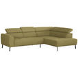 ECKSOFA in Struktur Gelb  280/205 cm  - Gelb/Schwarz, Design, Textil/Metall (280/205cm) - Xora