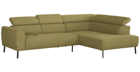 ECKSOFA in Struktur Gelb  280/205 cm  - Gelb/Schwarz, Design, Textil/Metall (280/205cm) - Xora