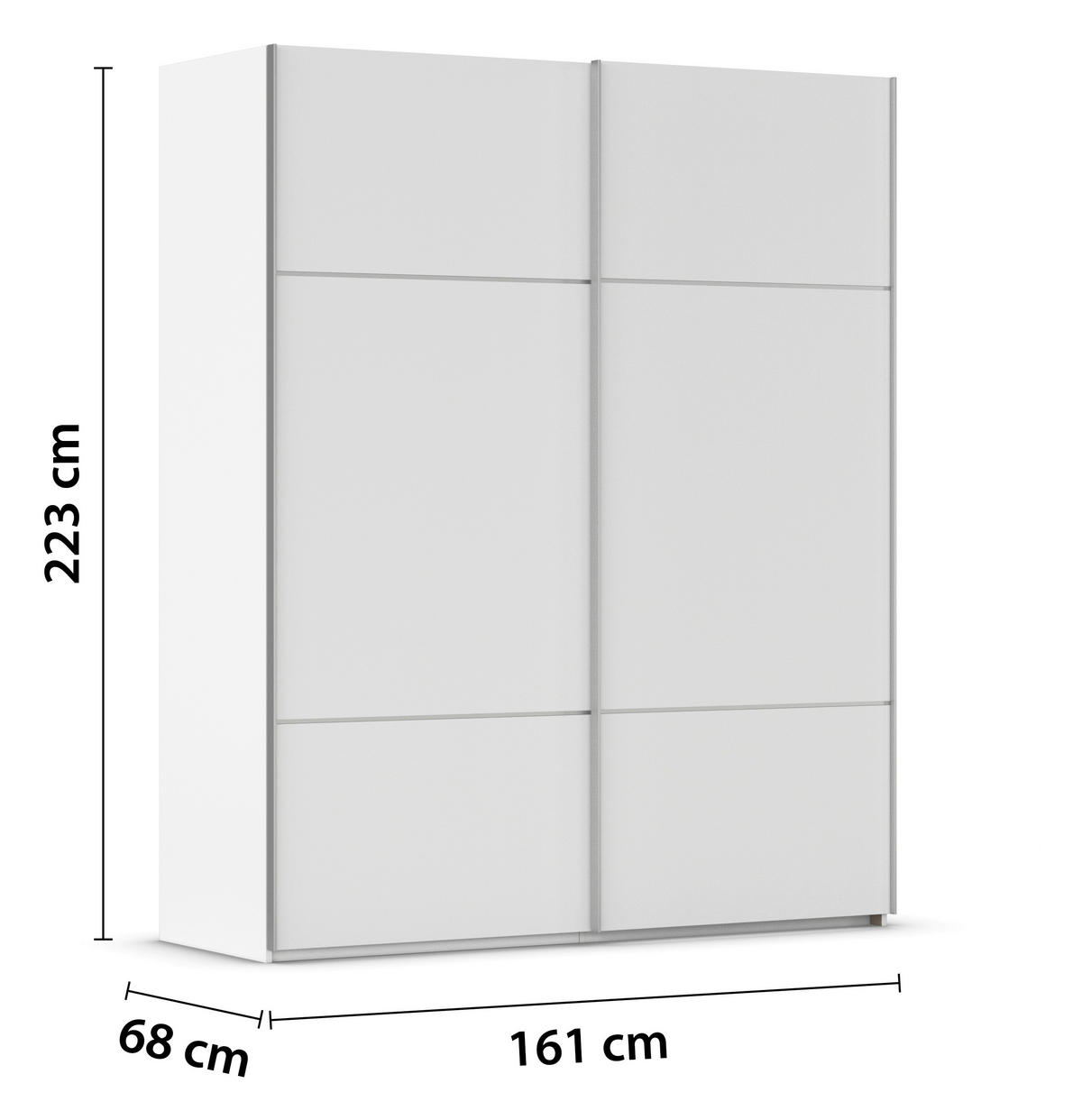 SCHWEBETÜRENSCHRANK in Weiss  - Weiss/Alufarben, Konventionell, Holzwerkstoff/Metall (162/223/68cm) - Novel