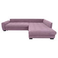 ECKSOFA Lila Cord Rückenkissen, Armlehnenkissen, Bettkasten, Schlaffunktion, Rücken echt, Liegefläche im Originalstoff  - Lila/Schwarz, KONVENTIONELL, Kunststoff/Textil (304/212cm) - Carryhome