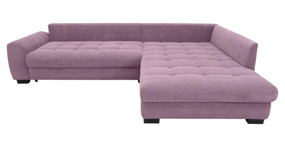 ECKSOFA Lila Cord Rückenkissen, Armlehnenkissen, Bettkasten, Schlaffunktion, Rücken echt, Liegefläche im Originalstoff  - Lila/Schwarz, KONVENTIONELL, Kunststoff/Textil (304/212cm) - Carryhome