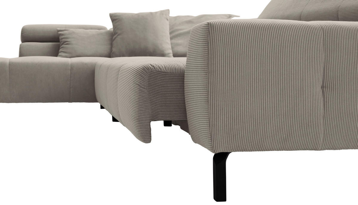 ECKSOFA in Feincord Sandfarben  - Sandfarben/Schwarz, Konventionell, Textil/Metall (219/311cm) - Hom`in