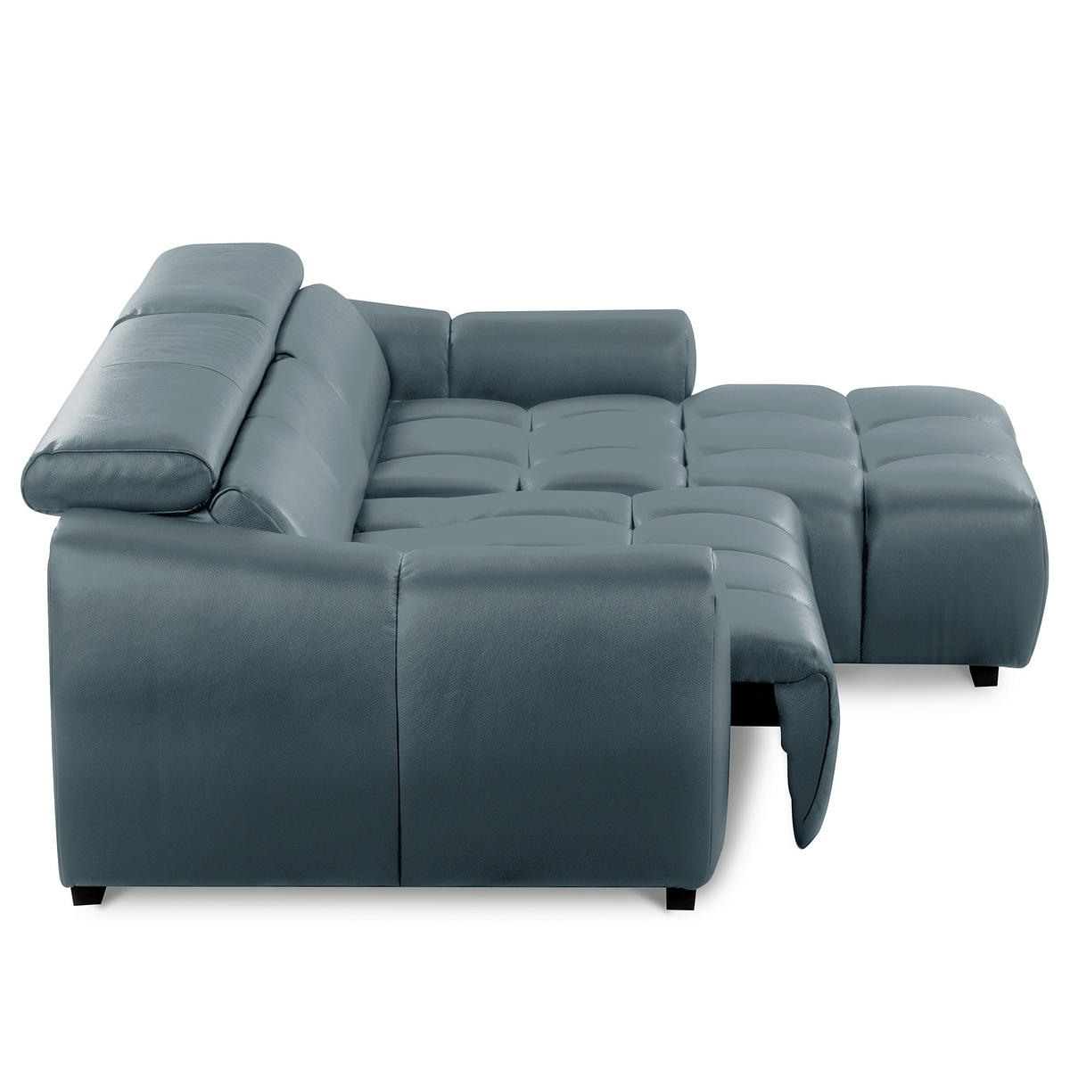 ECKSOFA  Echtleder Dunkelblau  - Schwarz/Dunkelblau, Design, Leder/Kunststoff (274/177cm) - Livetastic