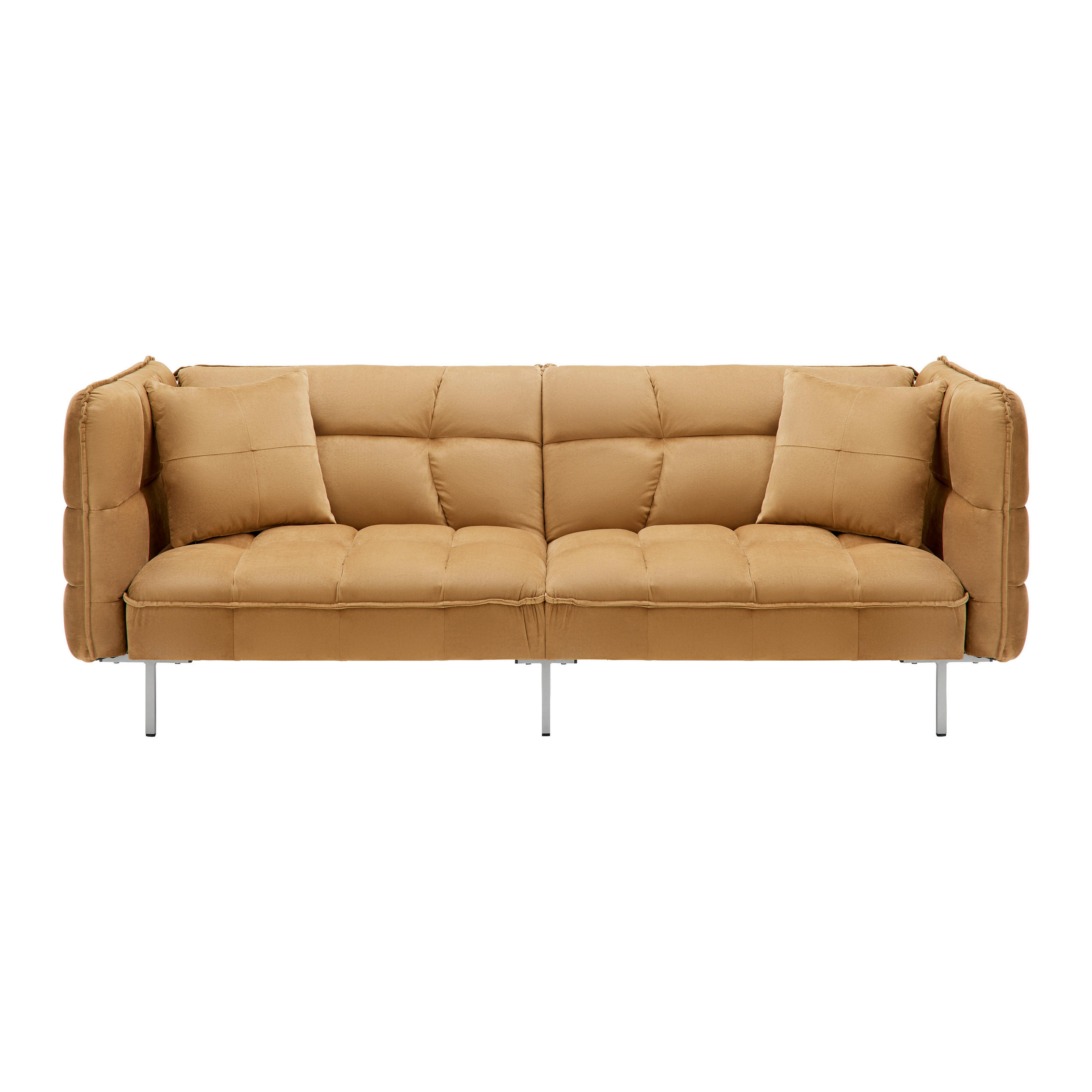 SCHLAFSOFA in Samt Kupferfarben - Silberfarben/Kupferfarben, MODERN, Textil/Metall (208/76,5/79cm) - Bessagi Home