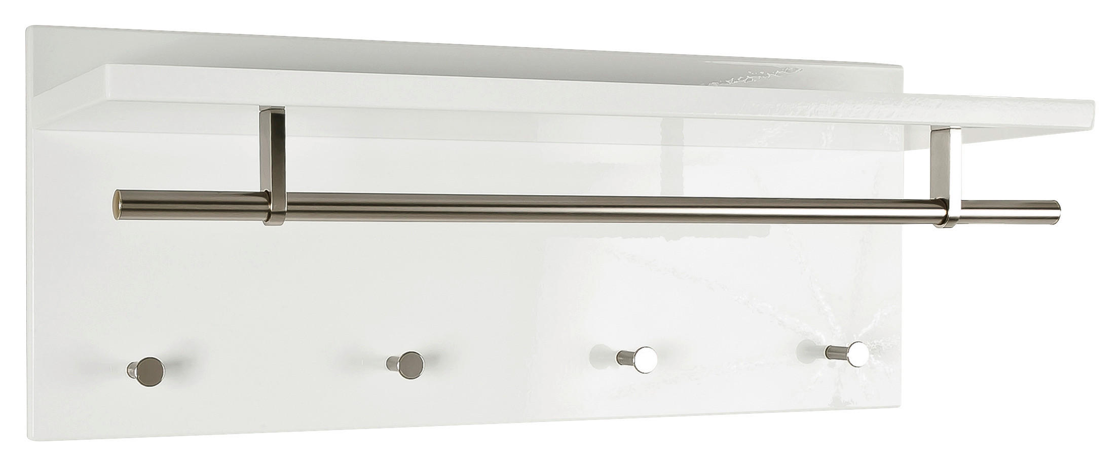 WANDGARDEROBE  in Weiß, Edelstahlfarben  - Edelstahlfarben/Weiß, Design, Holzwerkstoff/Metall (75/30/26cm) - Carryhome