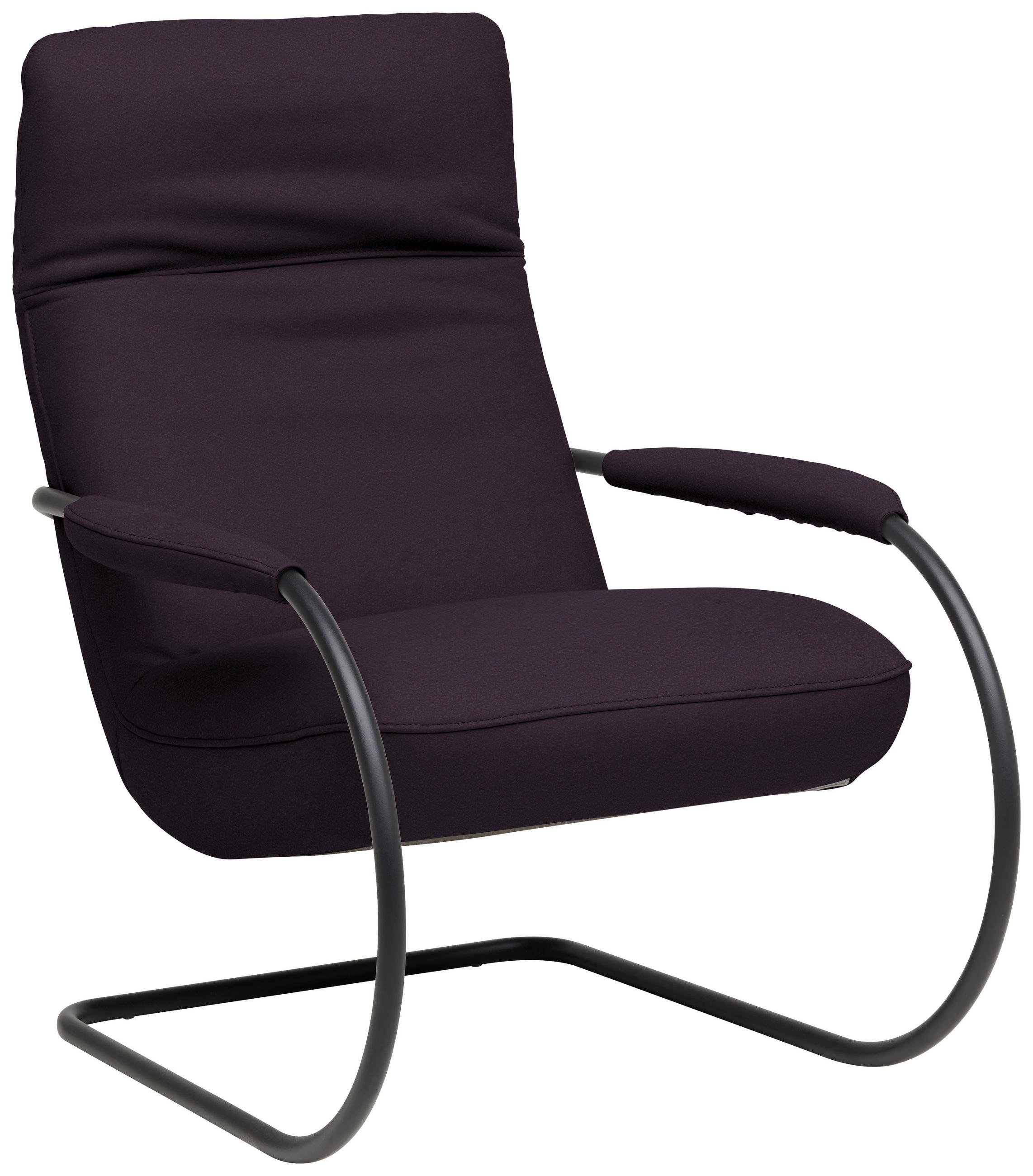 SESSEL in Echtleder Violett  - Violett/Schwarz, Design, Leder/Metall (80/104/99cm) - Koinor