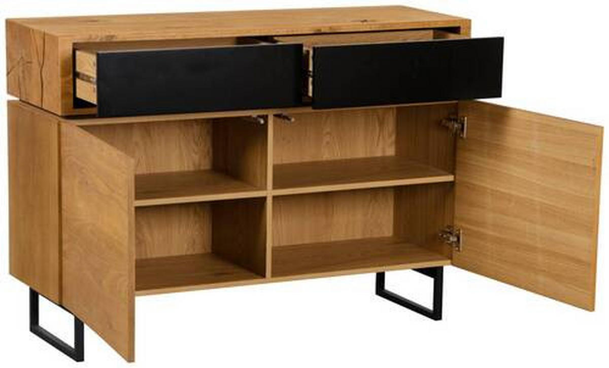 SIDEBOARD 120/86/40 cm  - svart/ekfärgad, Design, metall/trämaterial (120/86/40cm) - MID.YOU