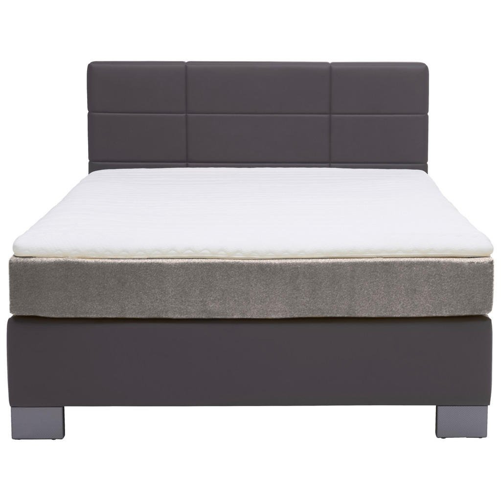Thumbnail - Hom`in Boxspringbett, Anthrazit, Textil, H3, Höhe ca. 18 cm, 140x200 cm, Stoffauswahl, Topper durchgehend, in verschiede...