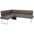 ECKBANK 137/219 cm  in Braun, Edelstahlfarben  - Edelstahlfarben/Braun, Design, Textil/Metall (137/219cm) - Dieter Knoll