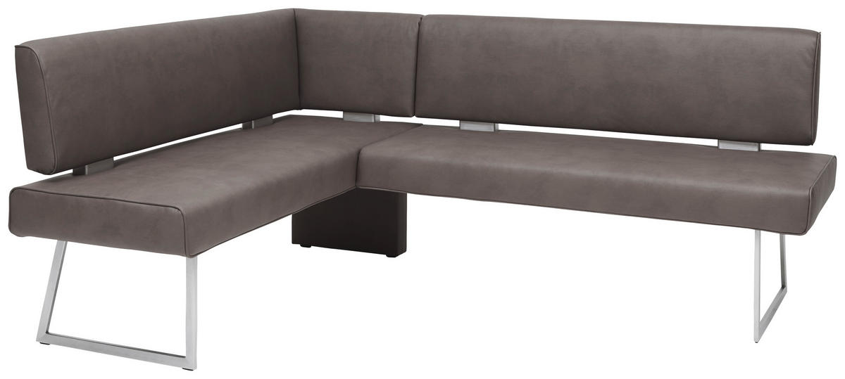 ECKBANK in Metall, Textil Braun, Edelstahlfarben  - Edelstahlfarben/Braun, Design, Textil/Metall (160/185cm) - Dieter Knoll