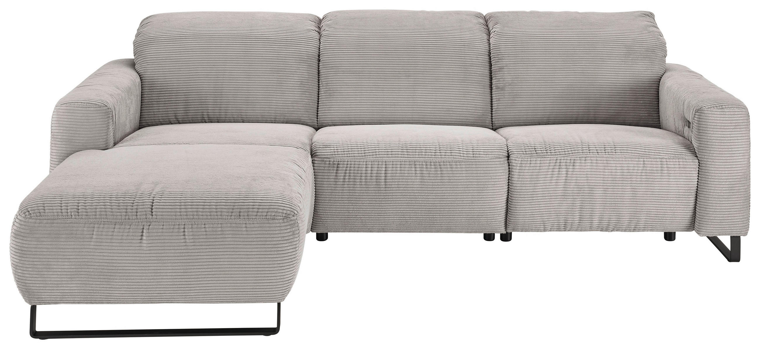 ECKSOFA in Cord Grau  180/266 cm  - Schwarz/Grau, KONVENTIONELL, Textil/Metall (180/266cm) - Hom`in