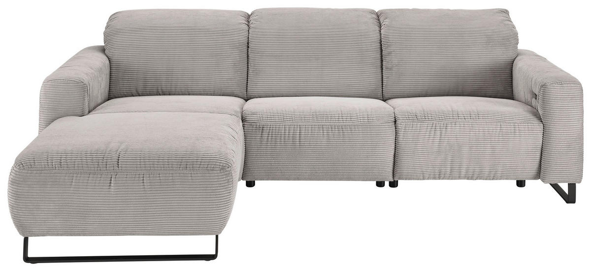ECKSOFA Grau Cord  - Schwarz/Grau, KONVENTIONELL, Textil/Metall (180/266cm) - Hom`in