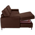 ECKSOFA Dunkelbraun Cord  - Dunkelbraun/Schwarz, KONVENTIONELL, Textil/Metall (150/240cm) - Carryhome