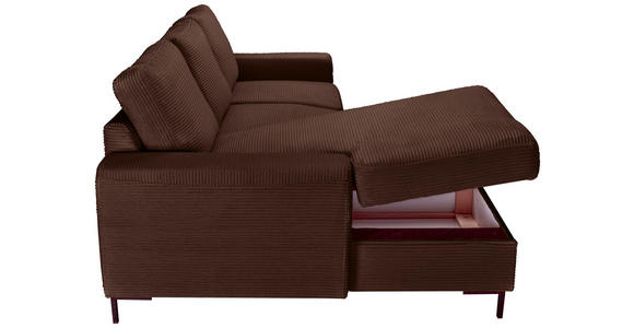 ECKSOFA Dunkelbraun Cord  - Dunkelbraun/Schwarz, KONVENTIONELL, Textil/Metall (150/240cm) - Carryhome