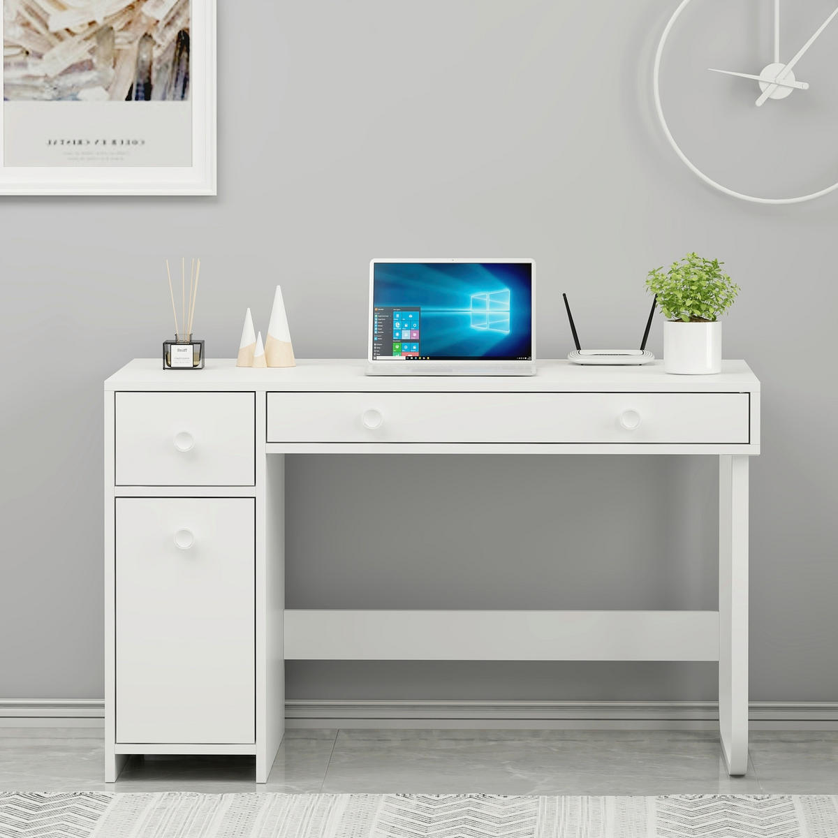 SKRIVBORD 120/60/74 cm  i vit  - vit, Design, metall/trämaterial (120/60/74cm) - Livetastic