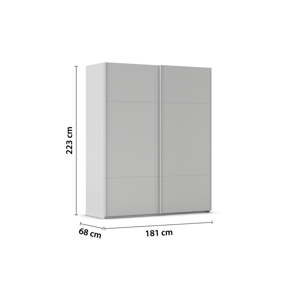 SCHWEBETÜRENSCHRANK in Grau  - Grau, Konventionell, Holzwerkstoff/Metall (181/223/68cm) - Novel