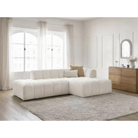ECKSOFA  ANNECY Weiß Bouclé  - Schwarz/Weiß, MODERN, Kunststoff/Textil (262/170cm)