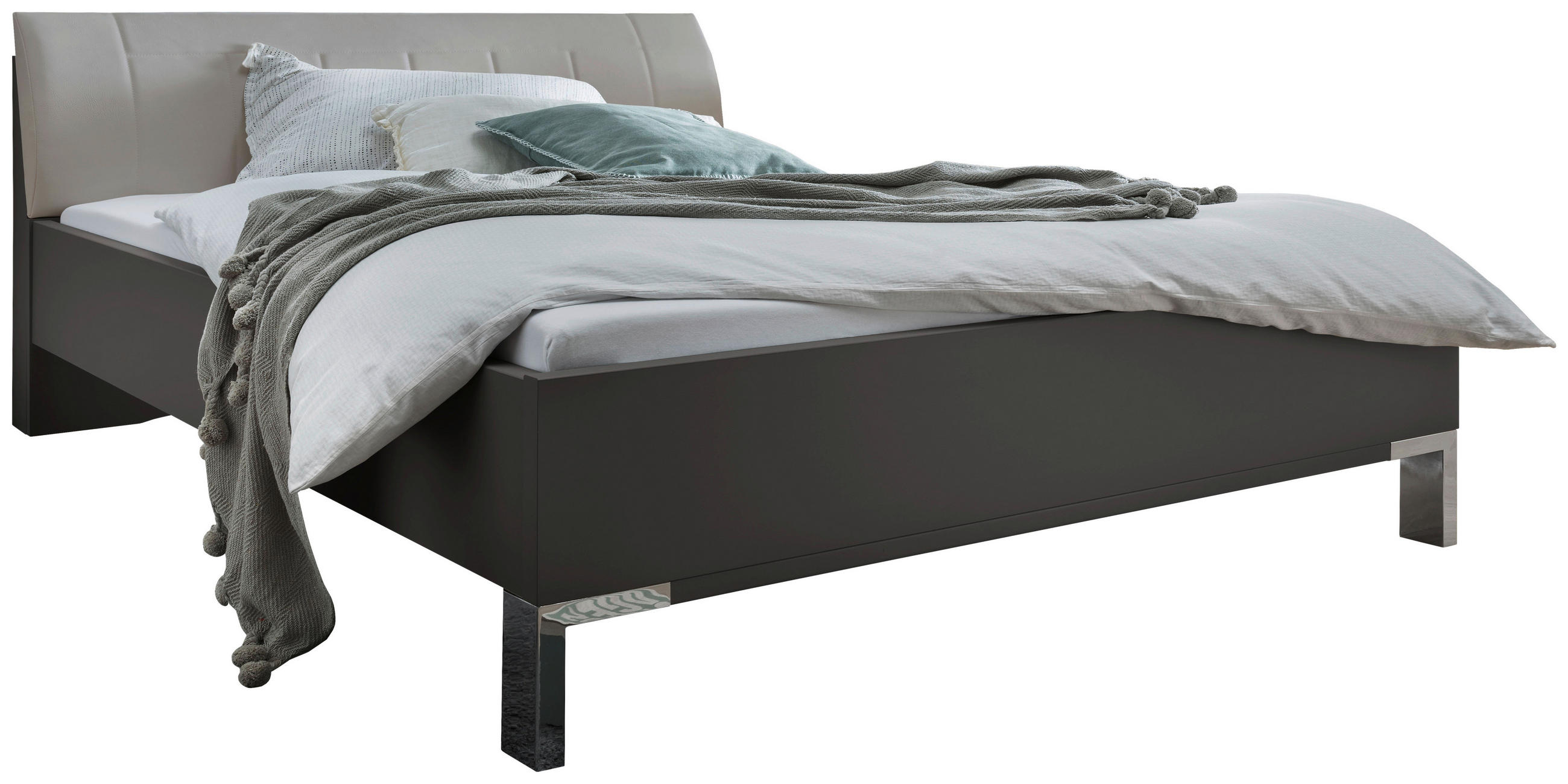 BETT 180/200 cm  in Hellgrau, Dunkelgrau  - Dunkelgrau/Hellgrau, KONVENTIONELL, Metall (180/200cm) - Venda
