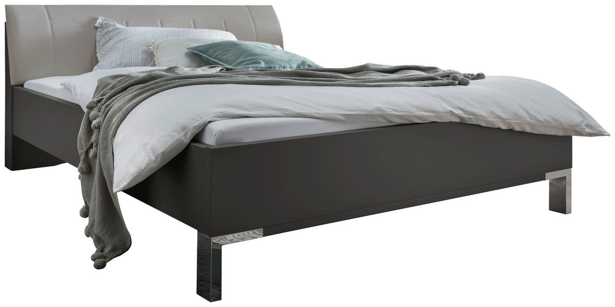 BETT 180/200 cm  in Hellgrau, Dunkelgrau  - Dunkelgrau/Hellgrau, KONVENTIONELL, Metall (180/200cm) - Venda