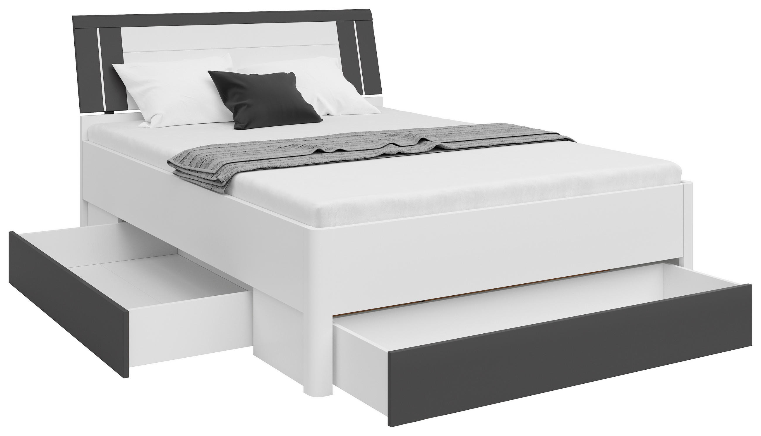 STAURAUMBETT 140/200 cm  in Graphitfarben, Weiß  - Graphitfarben/Weiß, KONVENTIONELL, Holzwerkstoff (140/200cm)