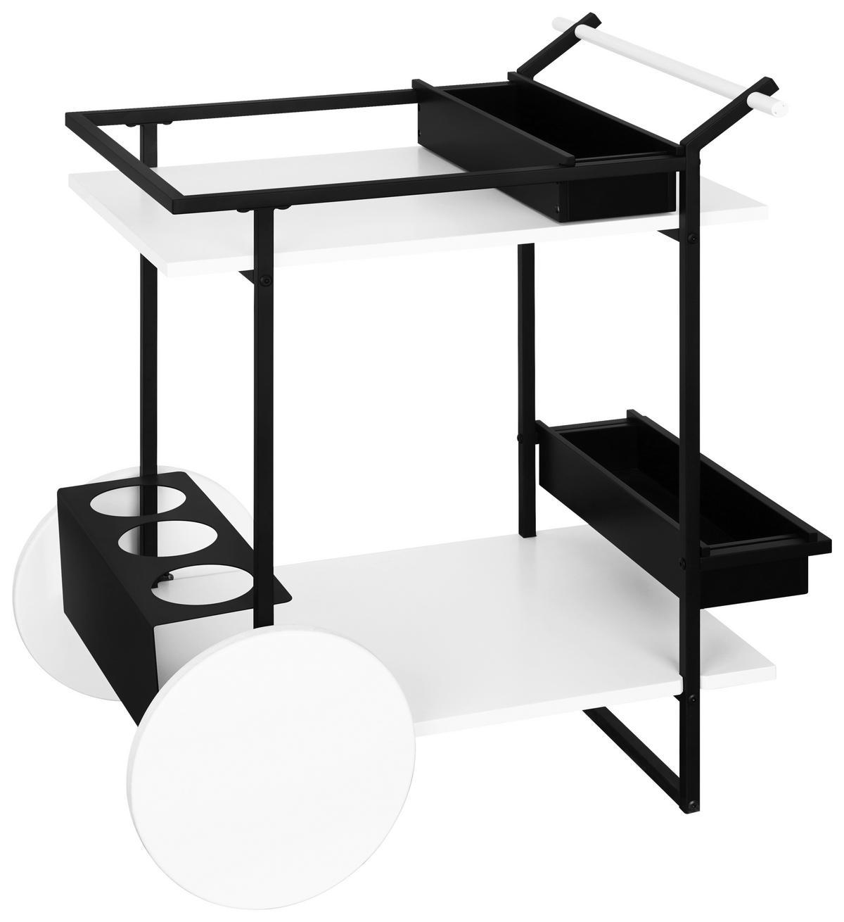 SERVIERWAGEN in Schwarz, Weiß  - Schwarz/Weiß, Basics, Holzwerkstoff/Metall (74/81/53,5cm) - MID.YOU