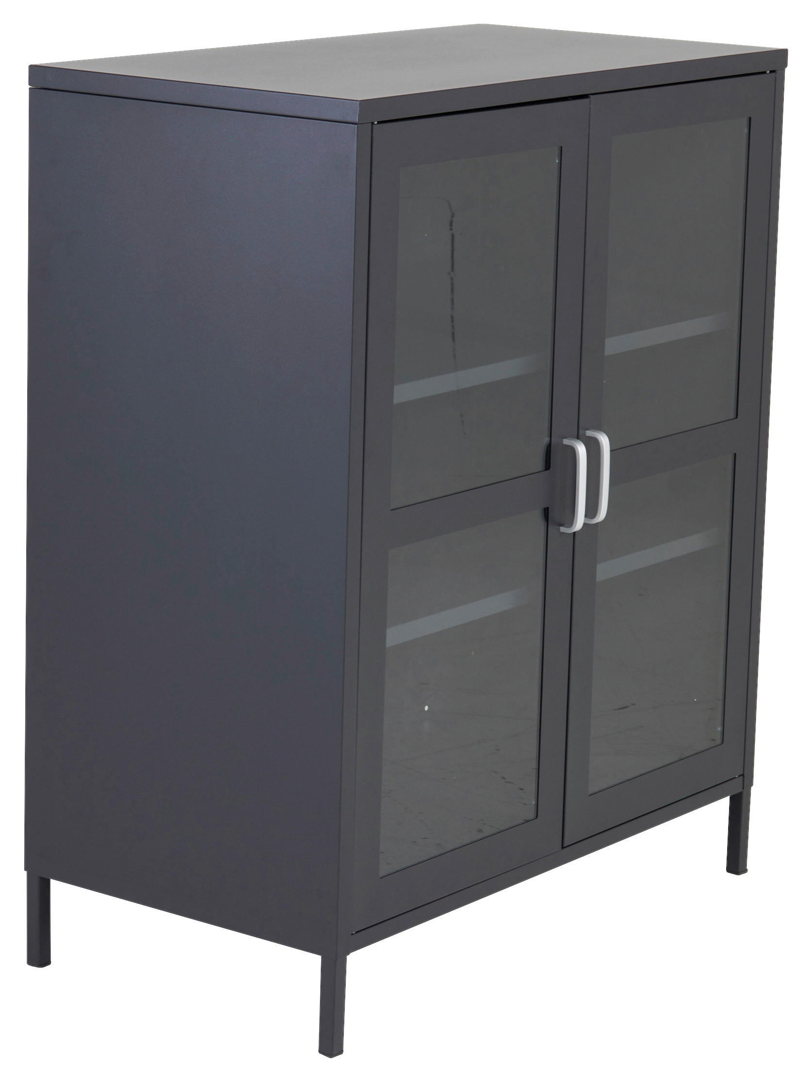SIDEBOARD 80/97/43 cm  - svart, Design, metall/glas (80/97/43cm) - Livetastic