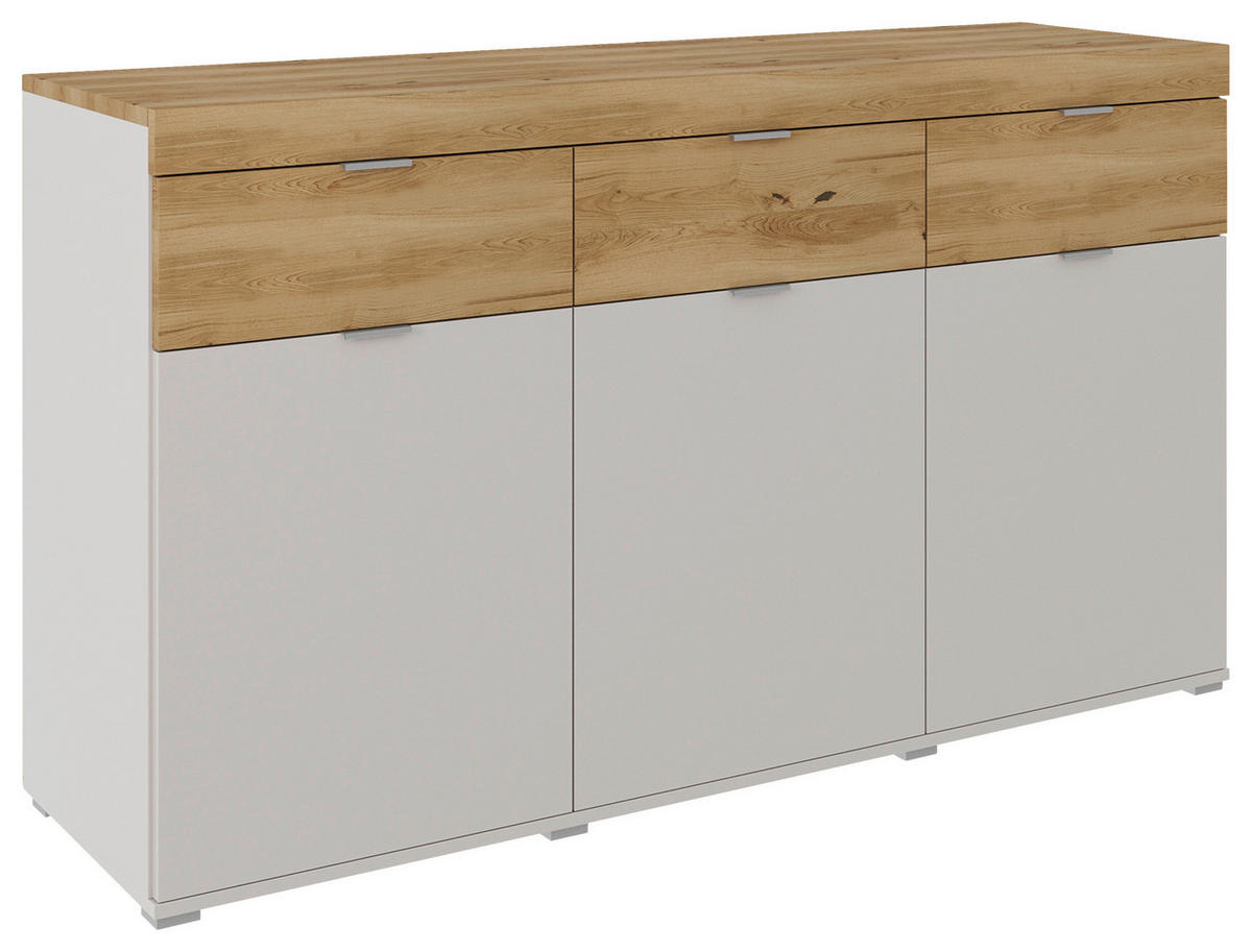 KOMODA, dub, barvy dubu, světle šedá, 151/88/47 cm - barvy dubu/světle šedá, Moderní, kov/dřevo (151/88/47cm) - Dieter Knoll