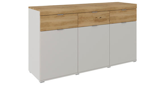 KOMMODE , 151,1/88/46,3 cm, 3 Schublade(n)  - Eichefarben/Hellgrau, MODERN, Holz/Holzwerkstoff (151,1/88/46,3cm) - Xora
