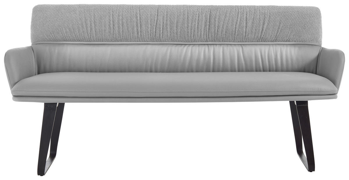 SITZBANK 180/86/68 cm Chenille, Mikrofaser Hellgrau  - Hellgrau/Schwarz, Design, Textil/Metall (180/86/68cm) - Valdera