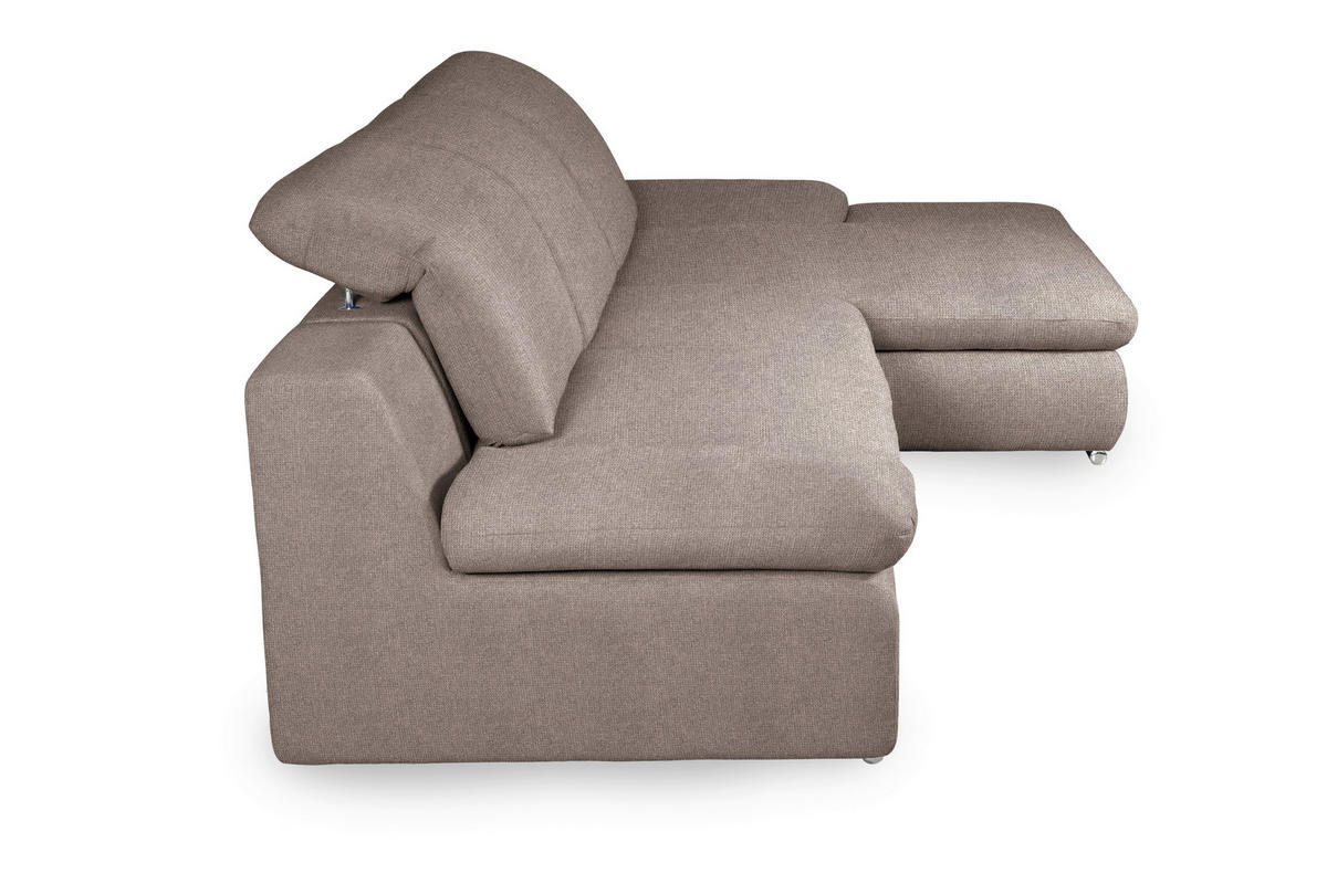 ECKSOFA in Chenille Taupe  - Taupe/Chromfarben, Design, Textil/Metall (286/165cm) - Livetastic