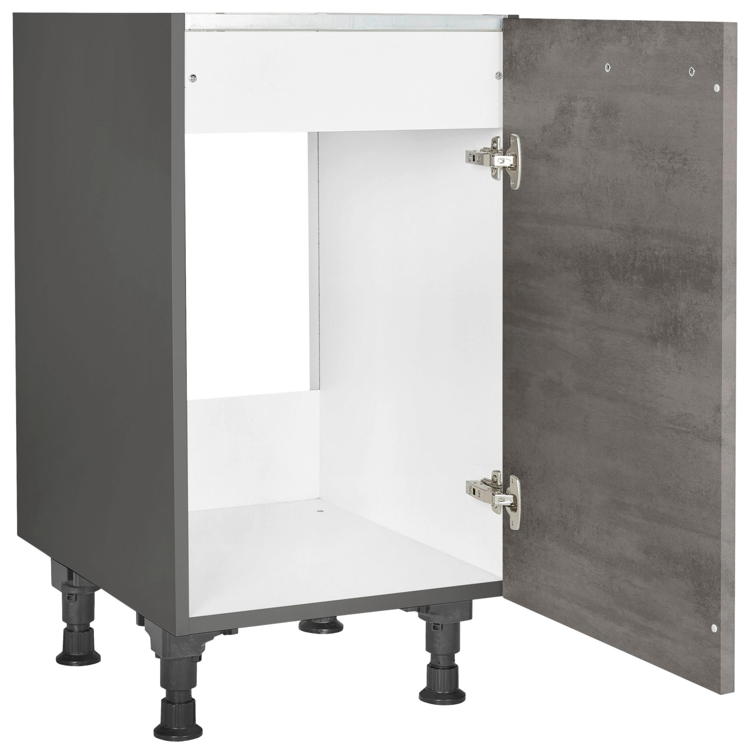 SPÜLENUNTERSCHRANK 45/87/56 cm in Schieferfarben - Schieferfarben/Edelstahlfarben, MODERN, Holzwerkstoff/Metall (45/87/56cm) - Nobilia