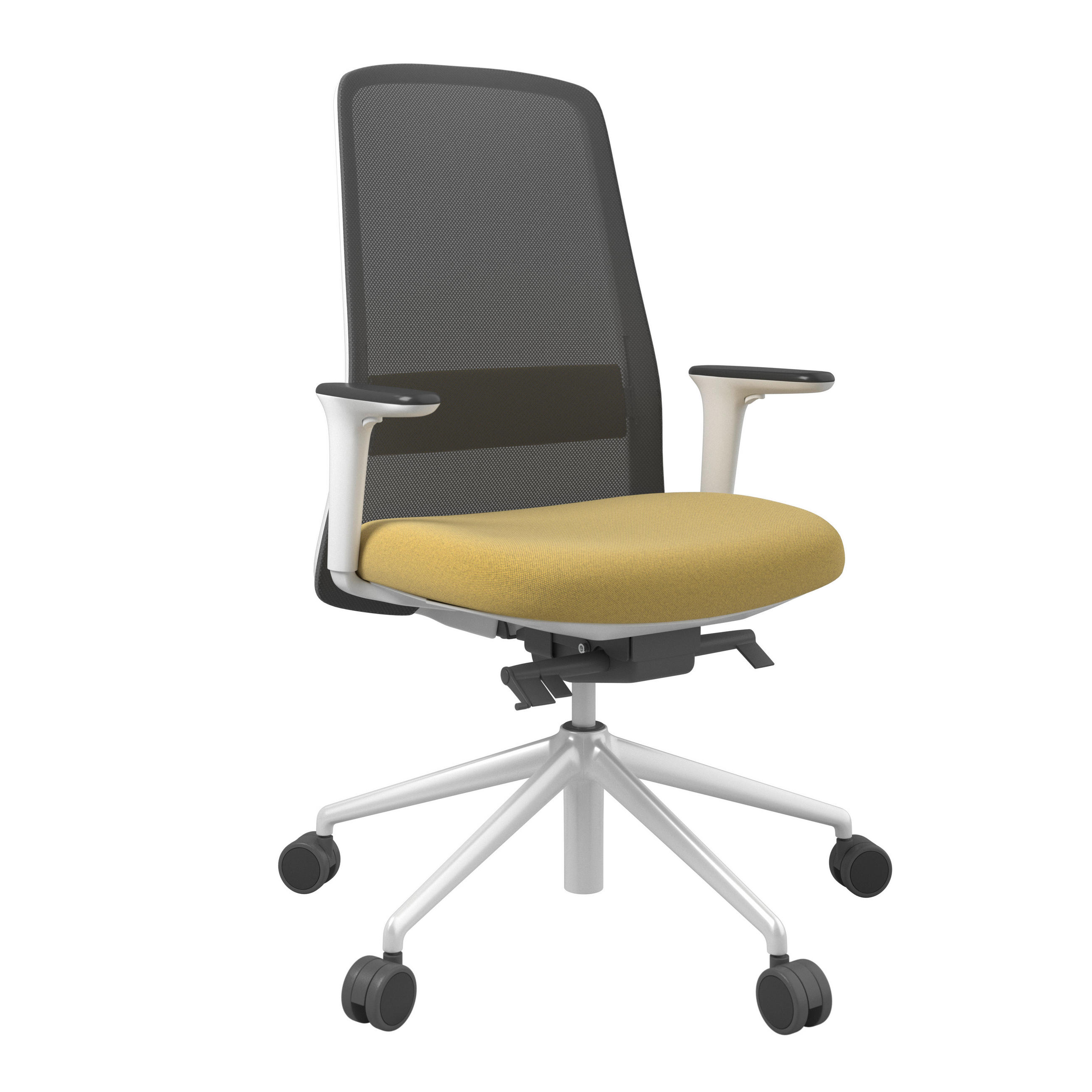 XXXLutz Drehstuhl Gelb, Schwarz, 70x103-115x70 cm