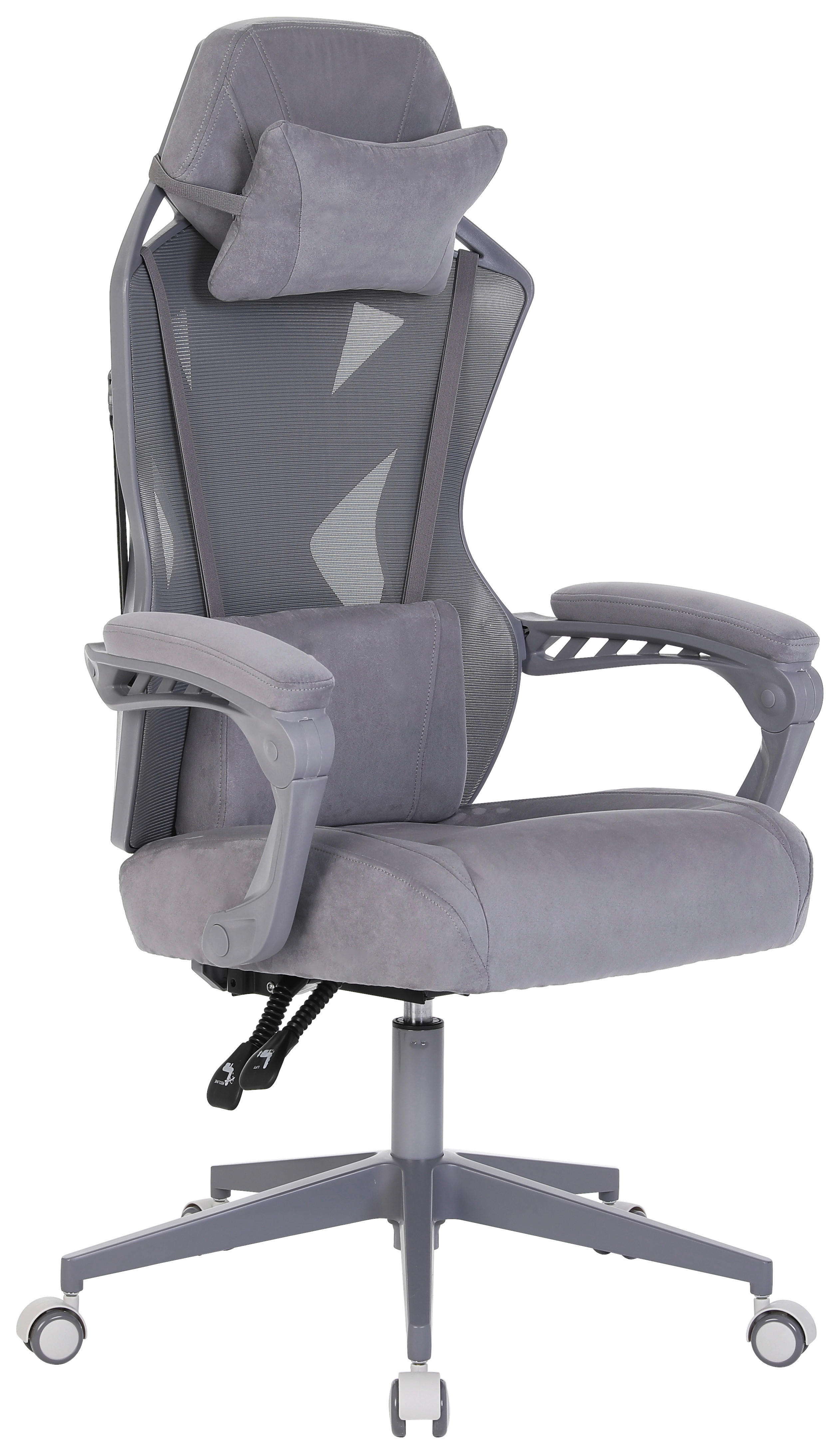 GAMINGSTUHL Dunkelgrau Textil, Metall, Kunststoff   - Dunkelgrau, MODERN, Kunststoff/Textil (64/117-129/63cm) - MID.YOU