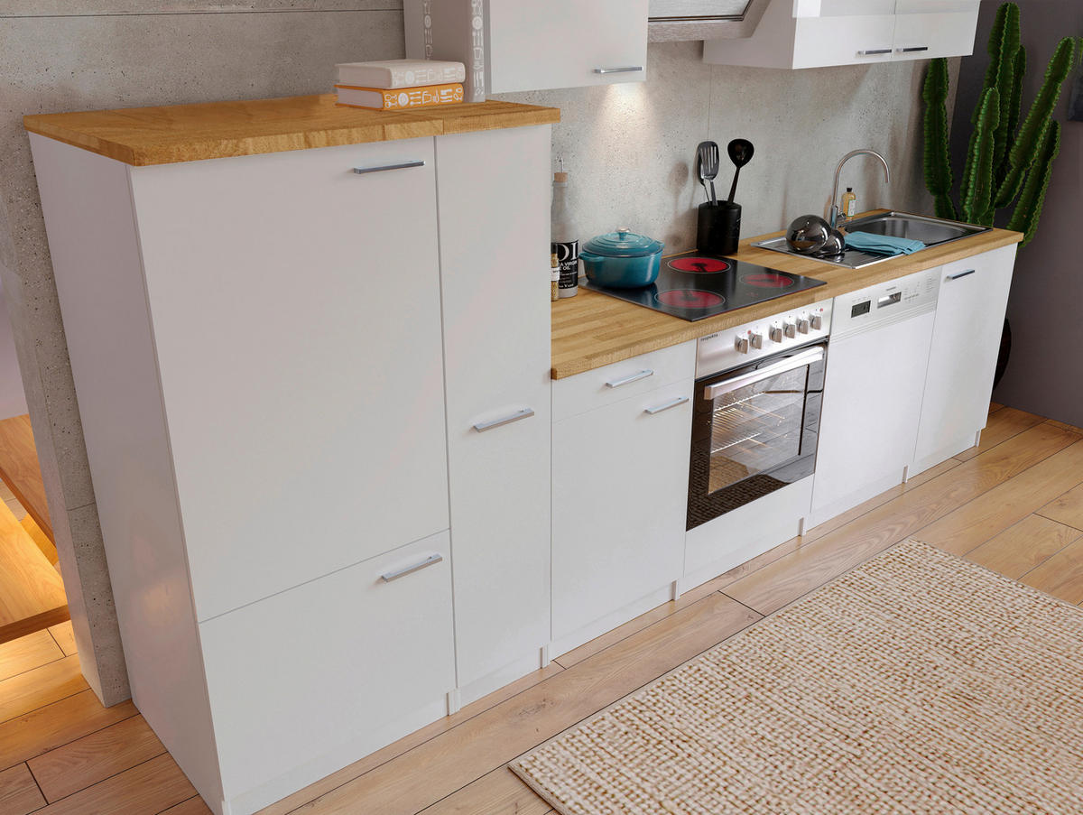 MODULKÖK 310 cm   i vit  - stålfärgad/vit, Basics, metall/trämaterial (310cm) - Respekta